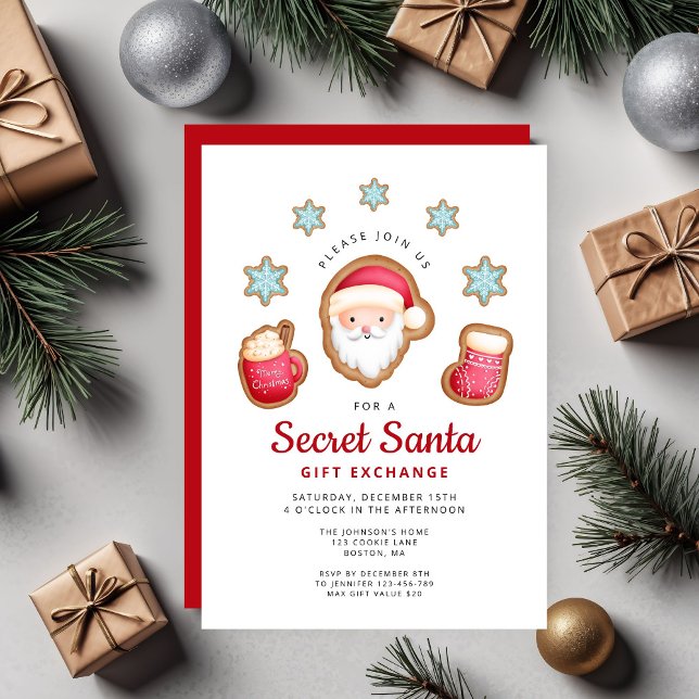 Invitation Jolie fête de Noël de Secret Santa (Cute Secret Santa Christmas Party Invitation)
