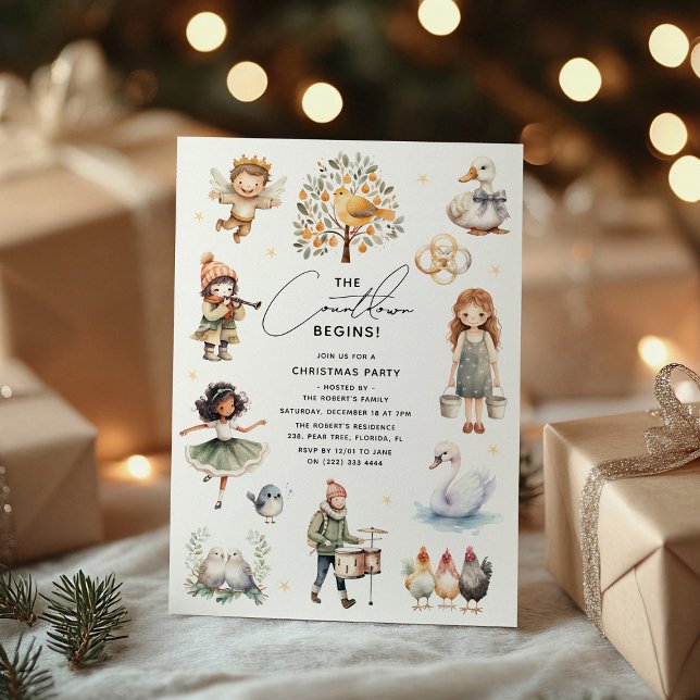 Invitation Jolie fête de Noël des 12 jours de Noël (Créateur téléchargé)