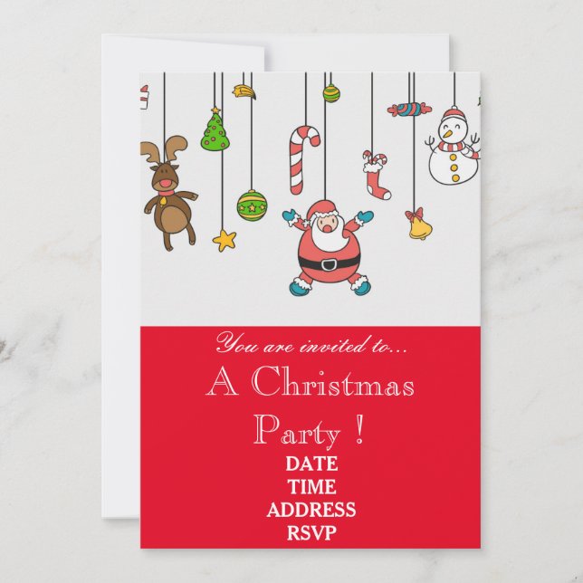Invitation Jolie fête de Noël Père Noël (Devant)