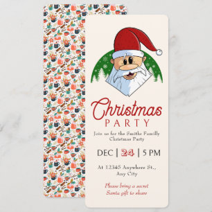 Invitation Jolie fête de Noël Père Noël Festive Élégant flora