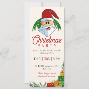 Invitation Jolie fête de Noël Père Noël Festive Élégant flora