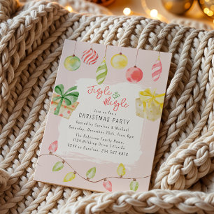 Invitation Jolie fête de Noël rose avec chant et rencontre