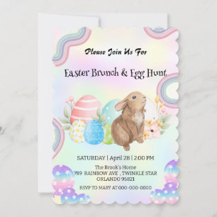 Invitation Jolie fête de Pâques de la chasse au lapin