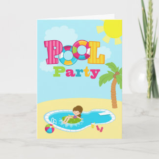 Invitation Jolie fête de piscine filles fête d'anniversaire c