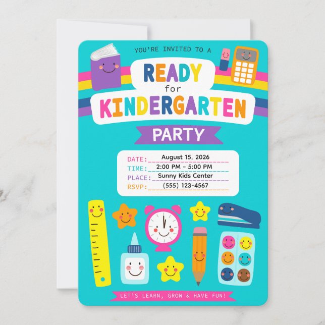 Invitation Jolie Fête de Prêt pour la Maternelle (Devant)
