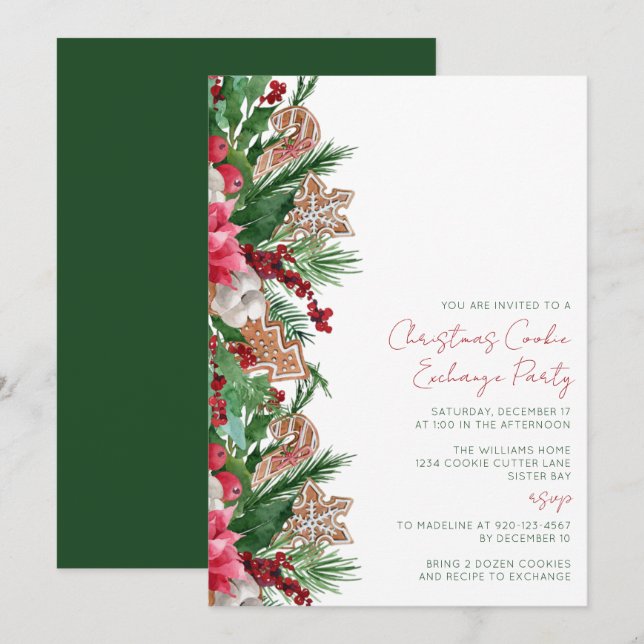 Invitation Jolie fête d'échange de biscuits au gingembre (Devant / Derrière)