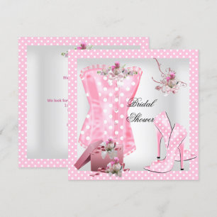 Invitation Jolie Fête des mariées Blanc Rose Corset Pois