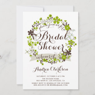 Invitation Jolie Fête des mariées de couronne de fleurs rose 