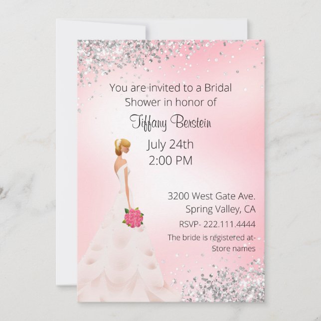 Invitation Jolie Fête des mariées de mariée (Devant)
