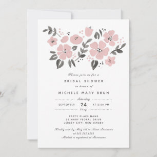 Invitation Jolie Fête des mariées florale rose pâle