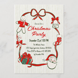 Invitation Jolie fête dessinée à la main Noël Party