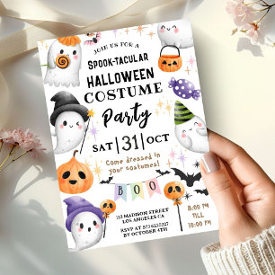 Invitation Jolie fête d'Halloween Costume Enfant Aquarelle
