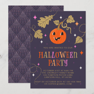 Invitation Jolie fête d'Halloween Jack-o'lanterne