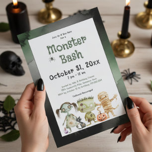Invitation Jolie fête d'Halloween Monster Bash Éffrayant