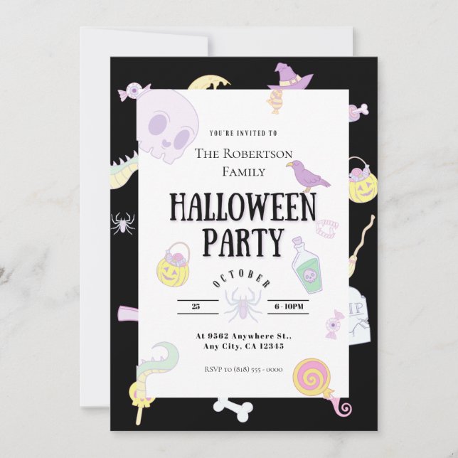 Invitation Jolie fête d'Halloween Pastel (Devant)