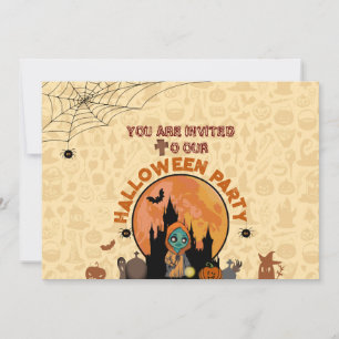 Invitation Jolie fête d'Halloween pour les enfants fantômes É