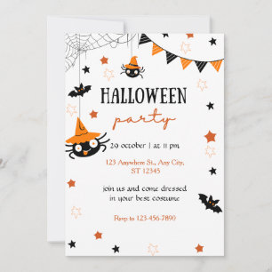 Invitation Jolie fête d'Halloween pour les enfants Noir Orang