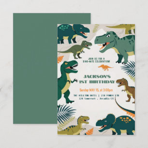 Invitation Jolie fête Dino colorée   Dinosaures 1er anniversa