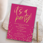 Invitation Jolie fête du 50e anniversaire en rose<br><div class="desc">Joli en rose 50e anniversaire Invitation de fête Vos invités sauront que ce sera une fête amusante en regardant cette invitation! Ce design se compose d'une typographie amusante,  d'un arrière - plan rose et de nombreux confettis d'or !</div>