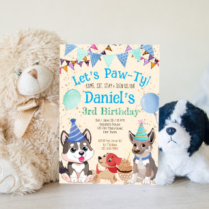 Invitation Jolie fête du chiot des chiots