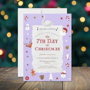 Invitation Jolie fête du Nouvel An du 7e jour de Noël