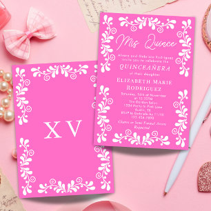 Invitation Jolie Fête Mexicaine Rose Talavera Quinceañera