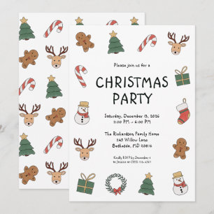 Invitation Jolie Fête Rouge Vert Amusant Vacances Noël Fête d