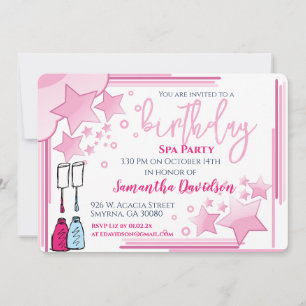 Invitation Jolie fête Spa d'anniversaire rose