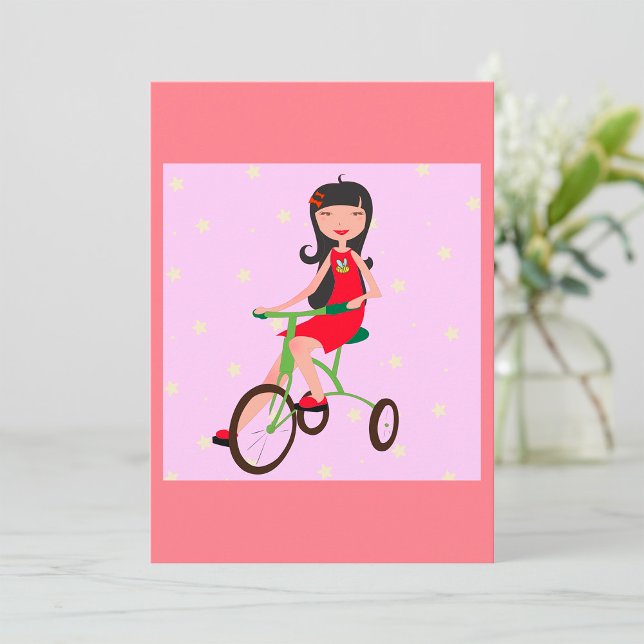 Invitation Jolie Fille à Tricycle Dessin Animé (Créateur téléchargé)