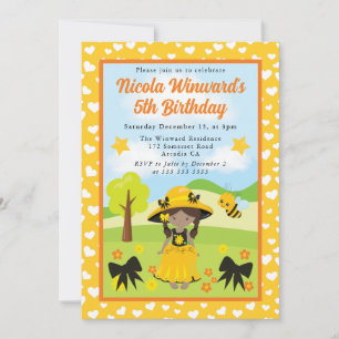 Invitation Jolie fille africaine américaine en abeille pour a