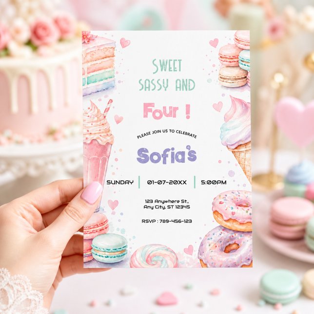 Invitation Jolie Fille Anniversaire Doux et Sassy Pastel Mign (Créateur téléchargé)