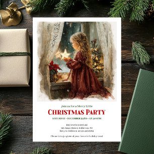 Invitation Jolie fille attend l'invitation de Noël imprimable
