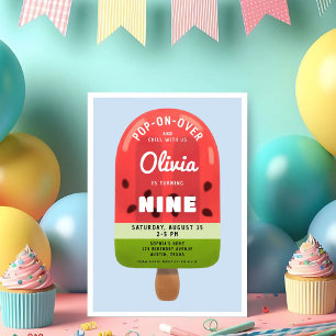 Invitation Jolie fille au popsicle de melon pour son 9ème ann