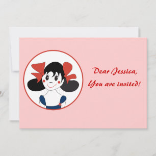 Invitation Jolie Fille avec des Rubans Rouges Illustration po