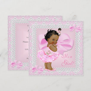Invitation Jolie fille Baby shower jolie rose Tutu ethnie