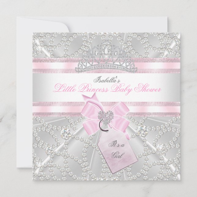 Invitation Jolie fille Baby shower Petite princesse Diamonds (Devant)