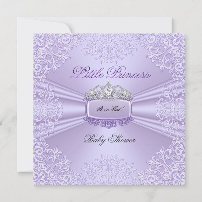 Invitation Jolie fille Baby shower Princesse Tiara Lavender (Devant)
