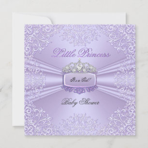 Invitation Jolie fille Baby shower Princesse Tiara Lavender