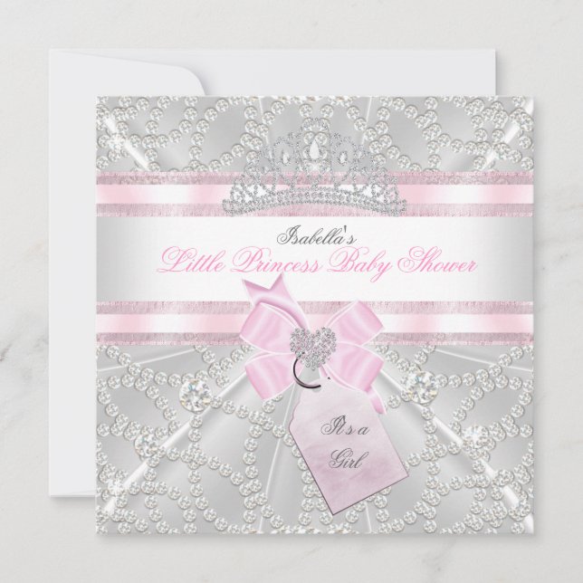 Invitation Jolie Fille de Fête de Naissance Petite Princesse  (Devant)