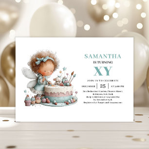 Invitation Jolie Fille Fée 6ème Anniversaire Pastel Fantaisis