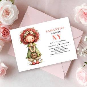 Invitation Jolie Fille Fée Anniversaire Floral Magique Rose