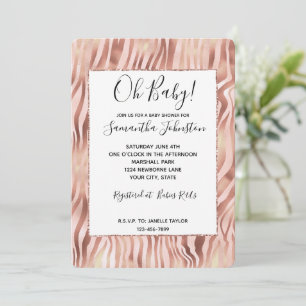 Invitation Jolie fille Glam rose rose Baby shower Zebra