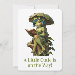 Invitation Jolie Fille Grenouille Lisant un Livre Sous une Fe