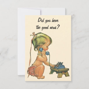 Invitation Jolie fille parlant au téléphone, changement d'adr