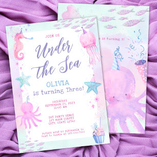 Invitation Jolie Fille sous la Mer 3ème Anniversaire