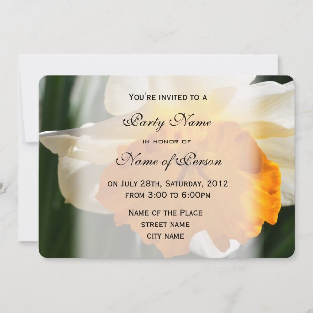Invitation jolie fleur de jonquille jaune et blanche de print (Devant)