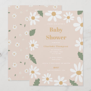 Invitation Jolie Fleur de Marguerite Baby Shower Fille Rose