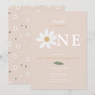 Invitation Jolie Fleur de Marguerite Fille 1er Anniversaire R