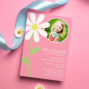 Invitation Jolie Fleur de marguerite Photo Anniversaire