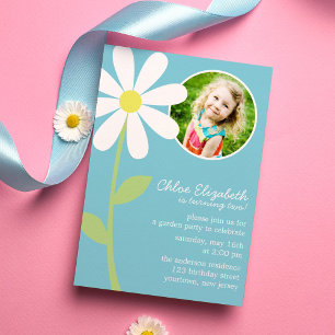 Invitation Jolie Fleur de marguerite Photo Anniversaire
